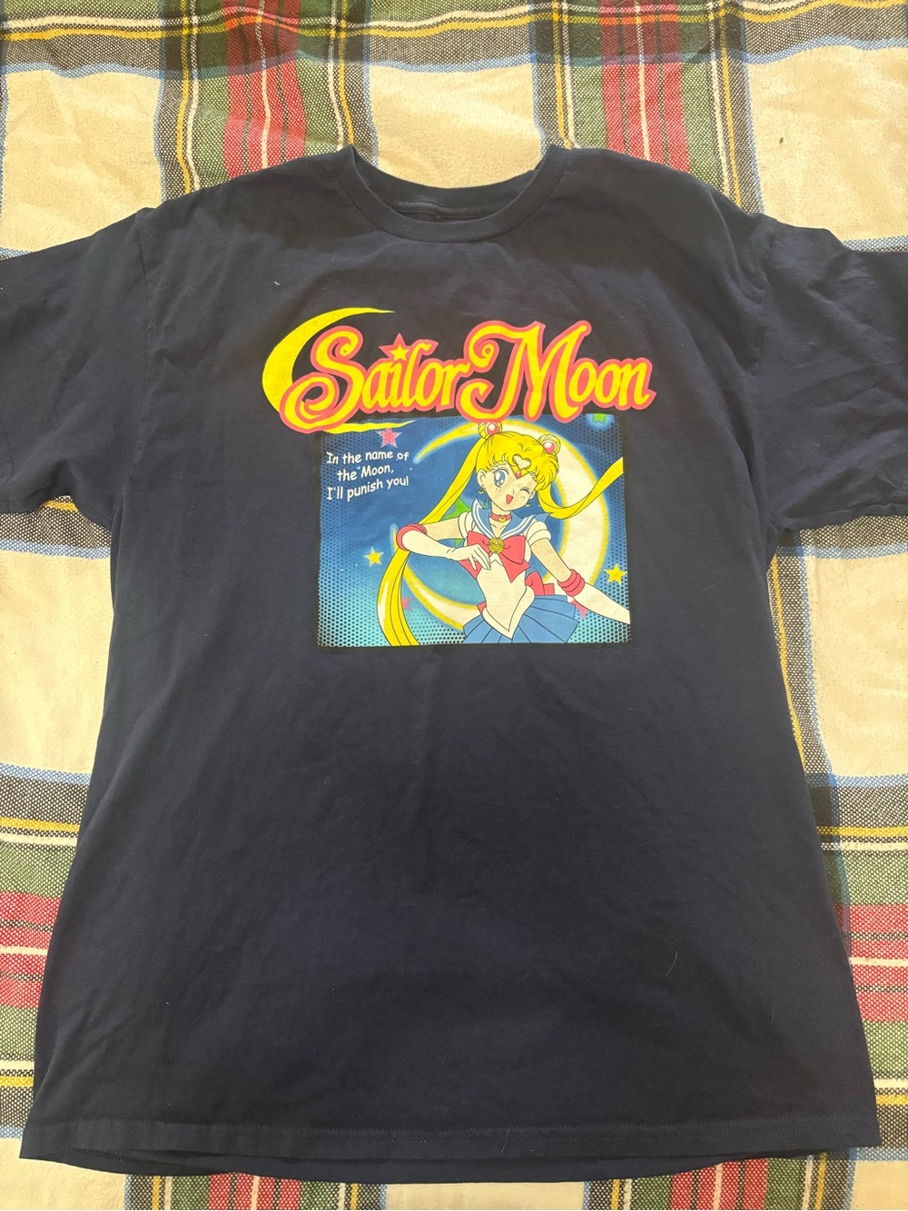 Hybrid Apparel Navy Tee with Yellow & Red Sailor Moon Print